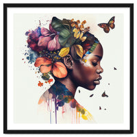 Watercolor Butterfly African Woman #10