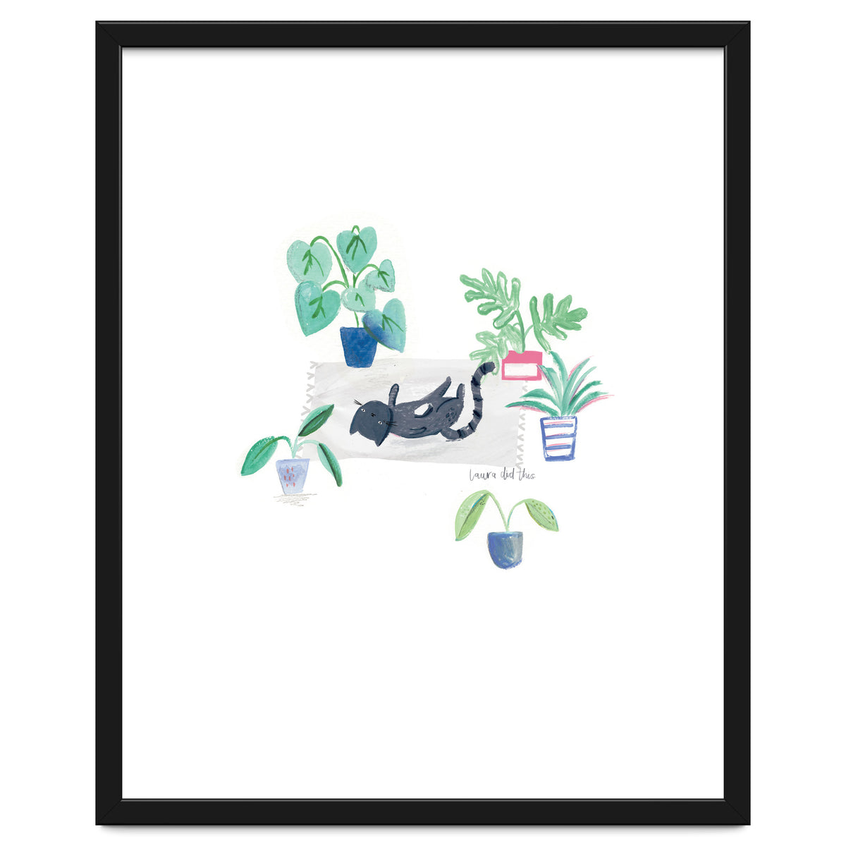 Black Cat And House Plants