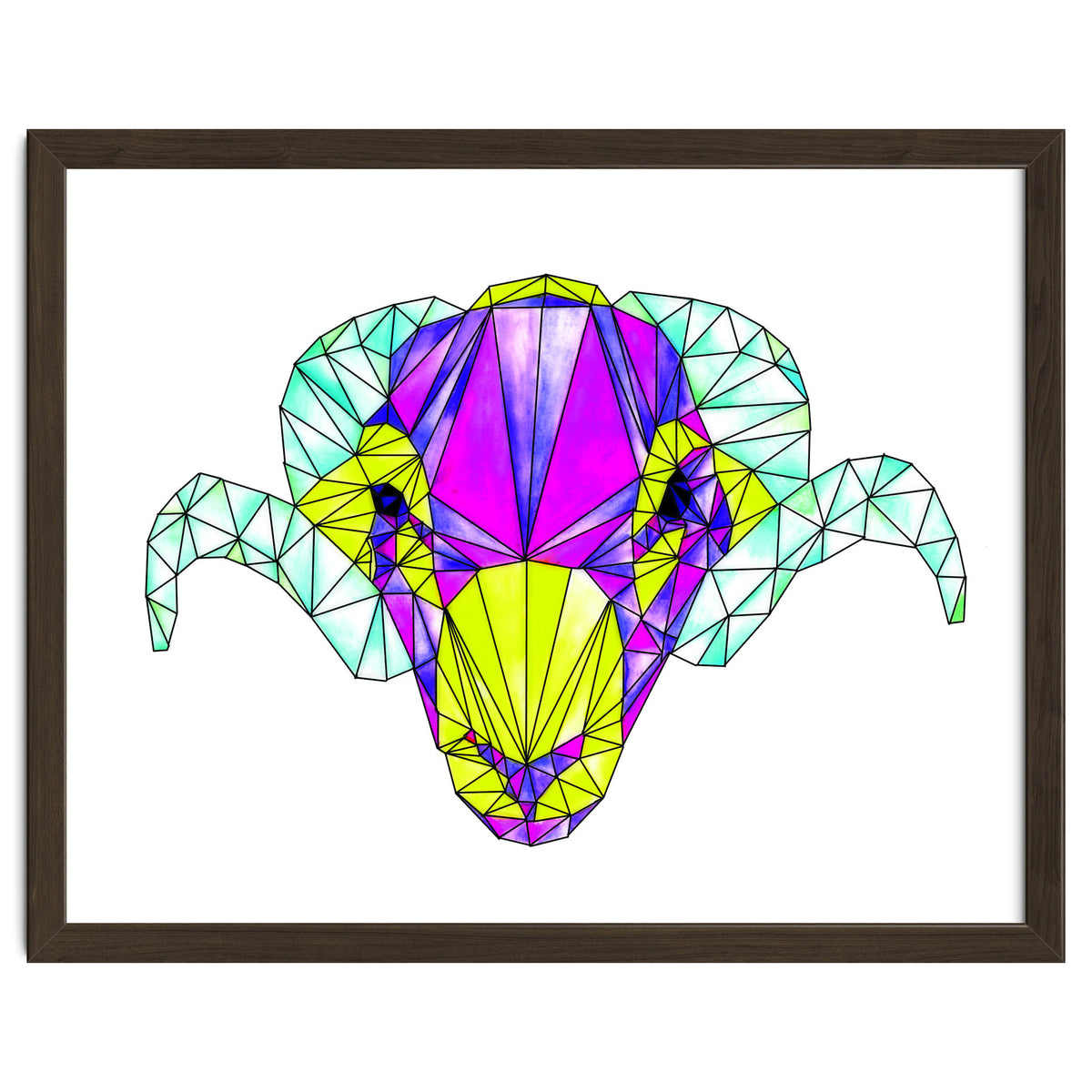 Colourful Geometric Swaledale Sheep Tup with Black Lines