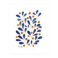 Springtime Floral | Blue and Orange (Print Only)
