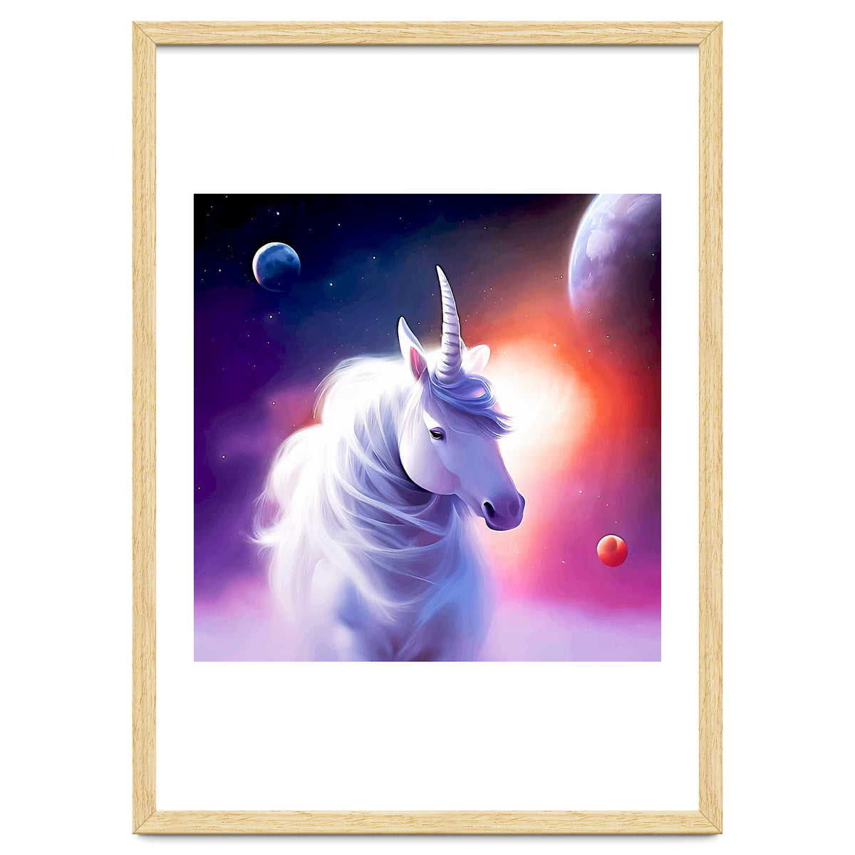 Space Unicorn, Fantasy Surrealism Sci-fi, Animals Horse Planets Digital, Moon Stars