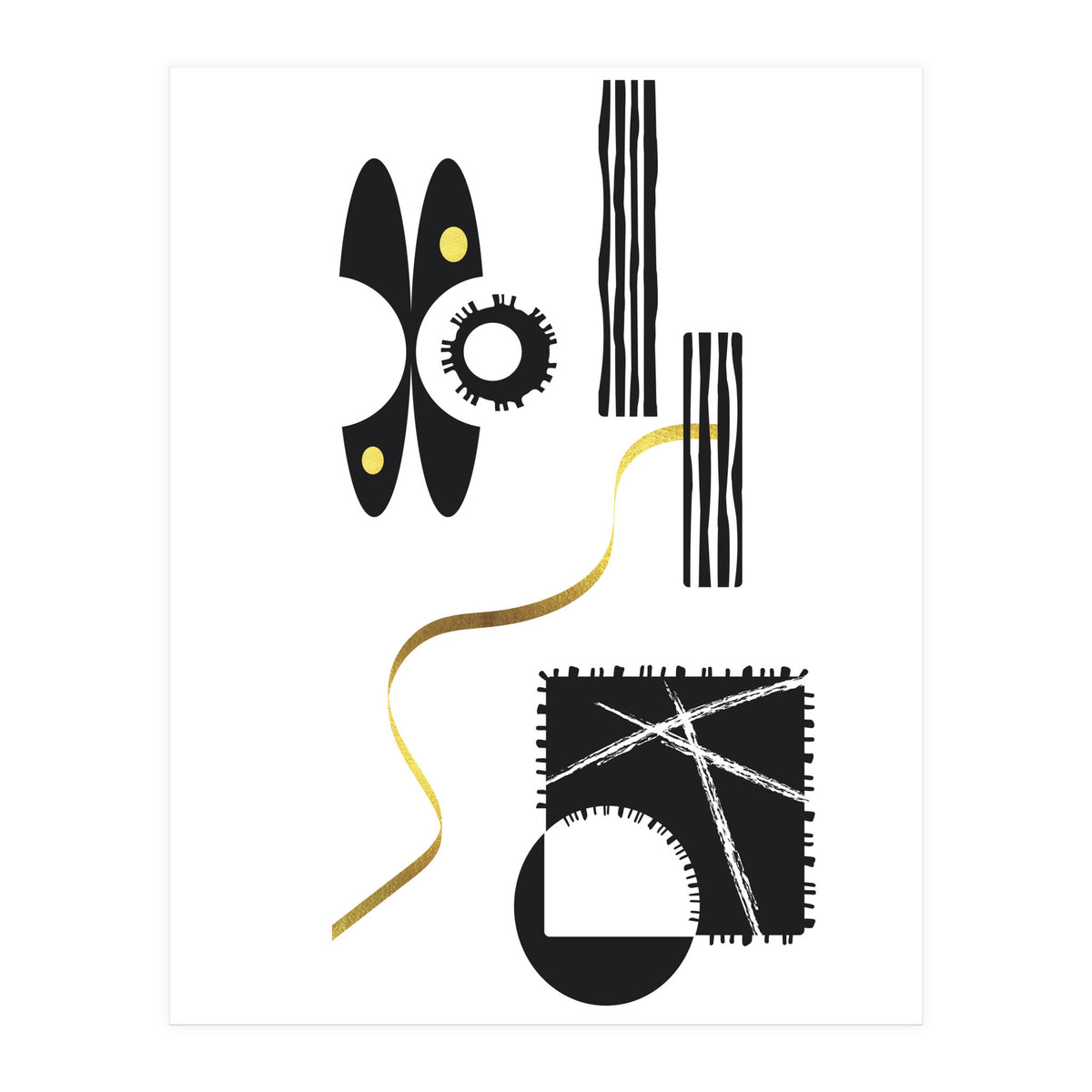 Black & White Abstract No. 3 | gold (Print Only)