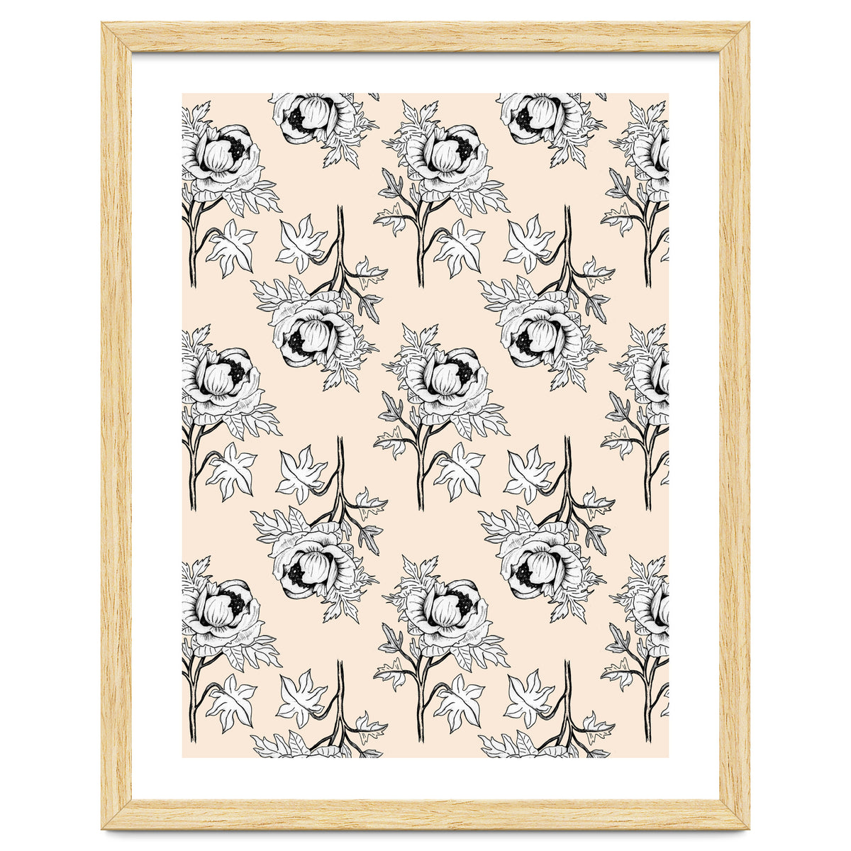 Drawing pattern of roses to pencil on beige