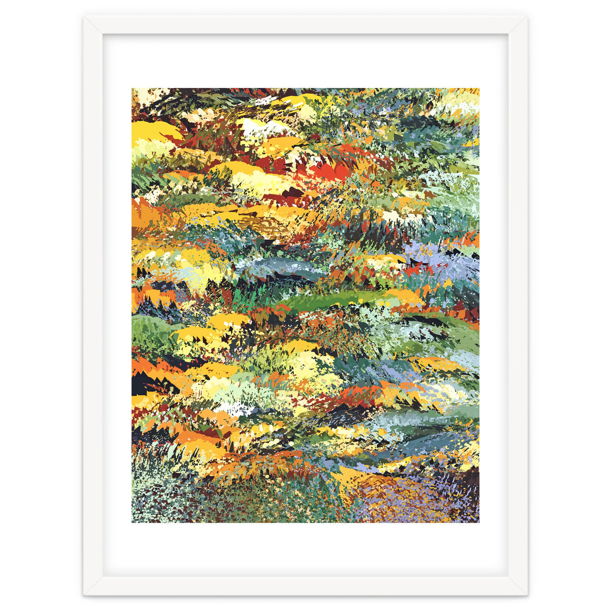 Autumn Forest, Nature Jungle Painting, Botanical Plants Abstract Illustration, Contemporary Modern Boho