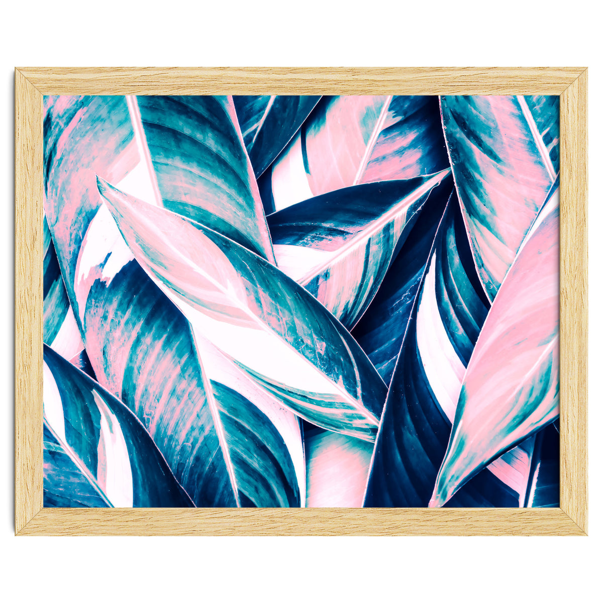 Botanical leaf pink and blue