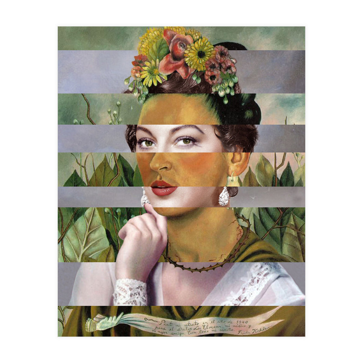 Frida Kahlos Self Portrait With (Print Only)