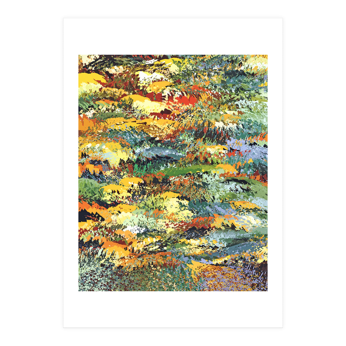 Autumn Forest, Nature Jungle Painting, Botanical Plants Abstract Illustration, Contemporary Modern Boho (Print Only)