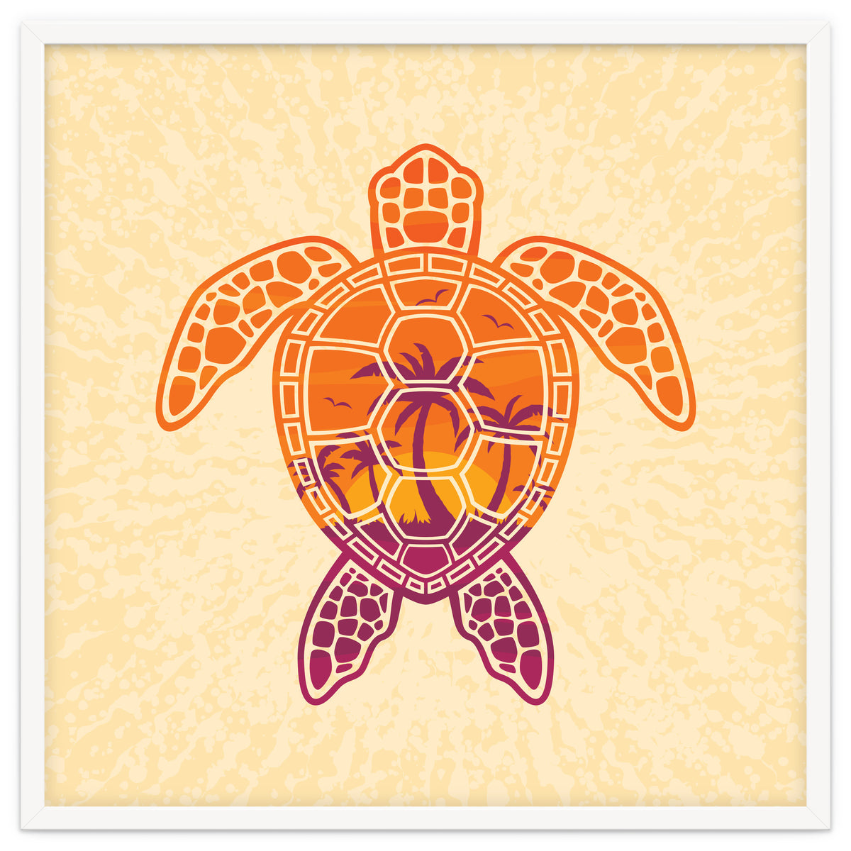 Tropical Sunset Sea Turtle Design