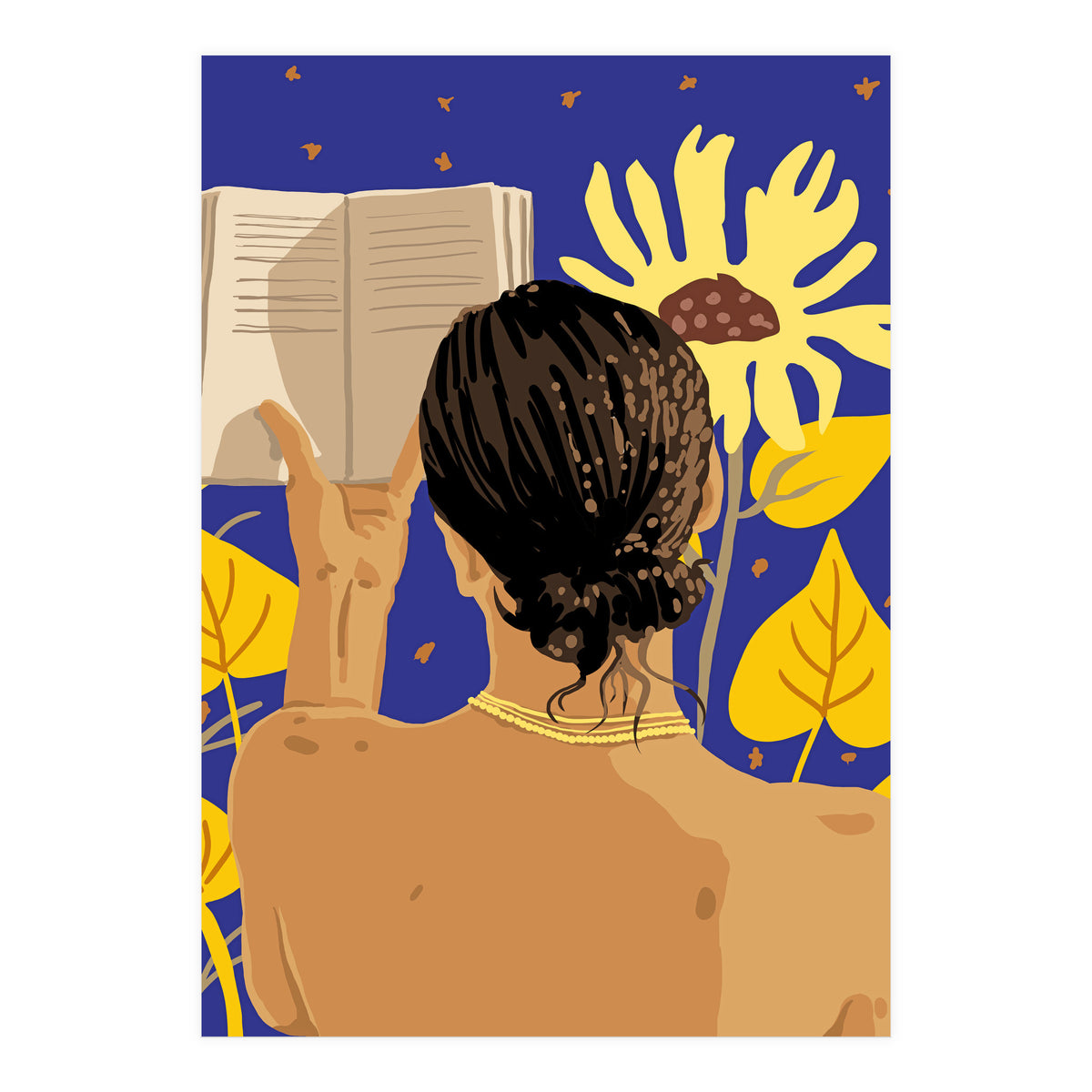 You're never alone when lost in the magic of a book, Bohemian Reader Botanical, Nude Plant Lady (Print Only)