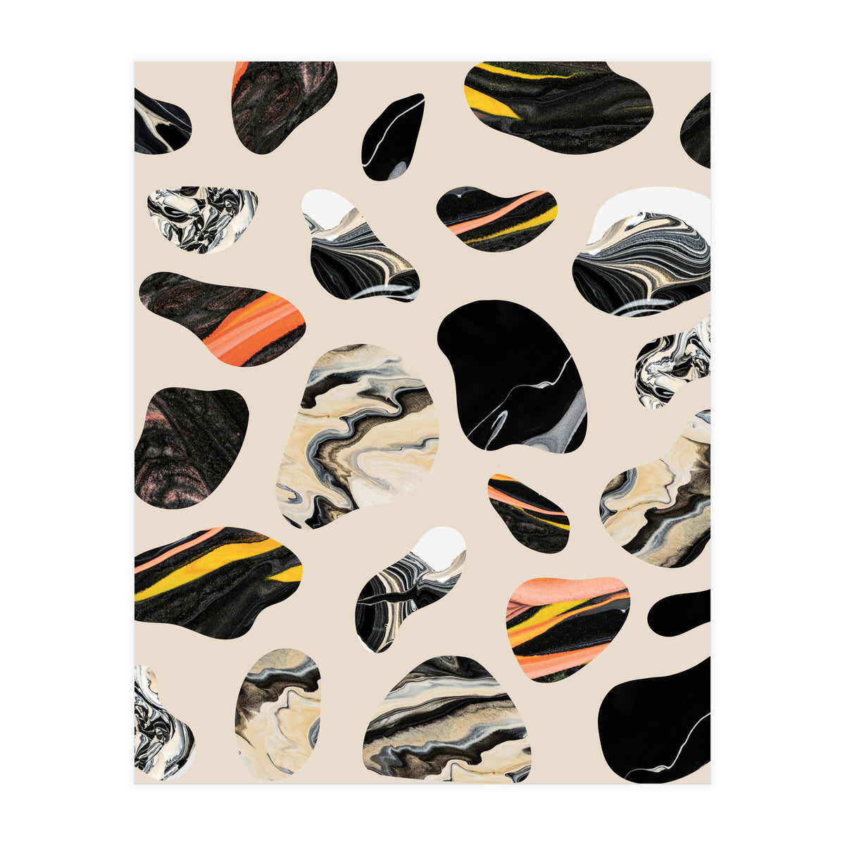 Marble Jelly Beans, Abstract Shapes Nature Eclectic Textures, Precious Stones Agate Dark Mystery (Print Only)