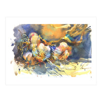 Garlic still life watercolor painting for kitchen  (Print Only)