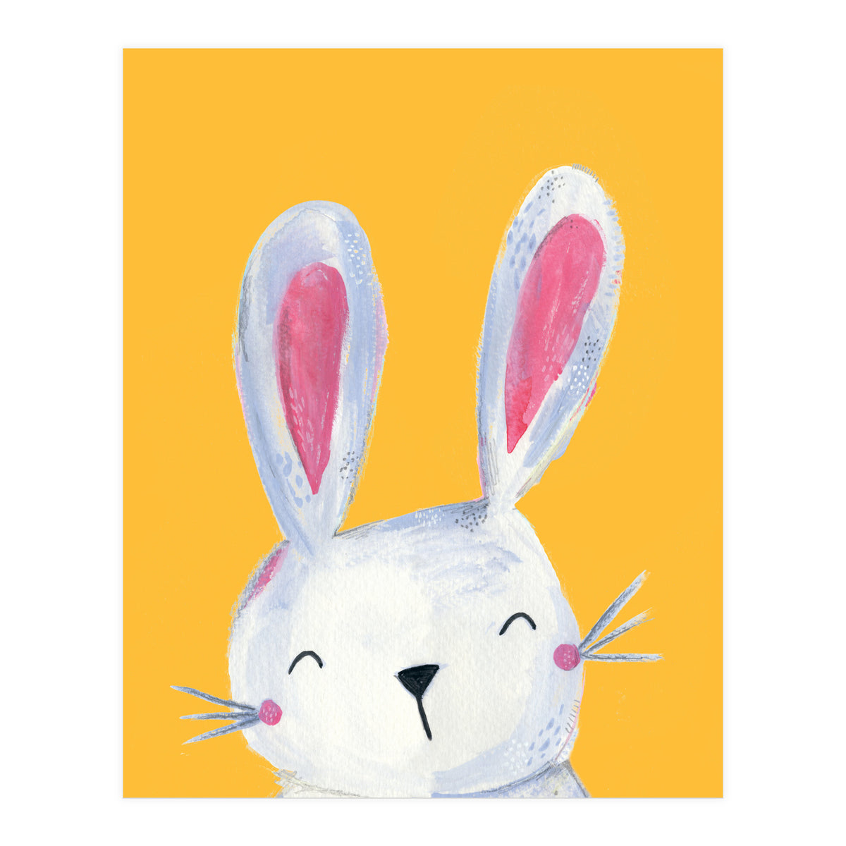 Woodland Bunny On Mustard (Print Only)