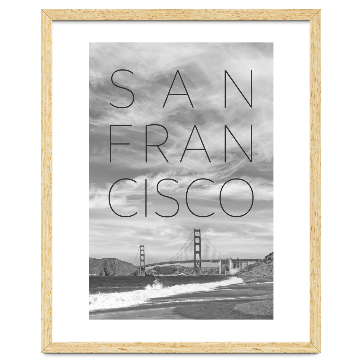 Golden Gate Bridge & Baker Beach | Text & Skyline