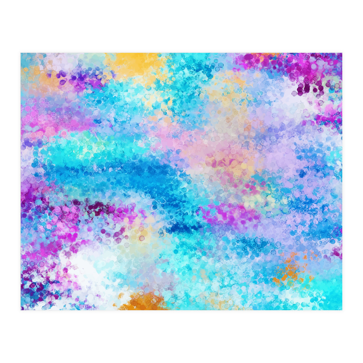 Mixed Emotions, Abstract Blue Colorful Painting, Eclectic Modern Bohemian Shapes Ocean (Print Only)