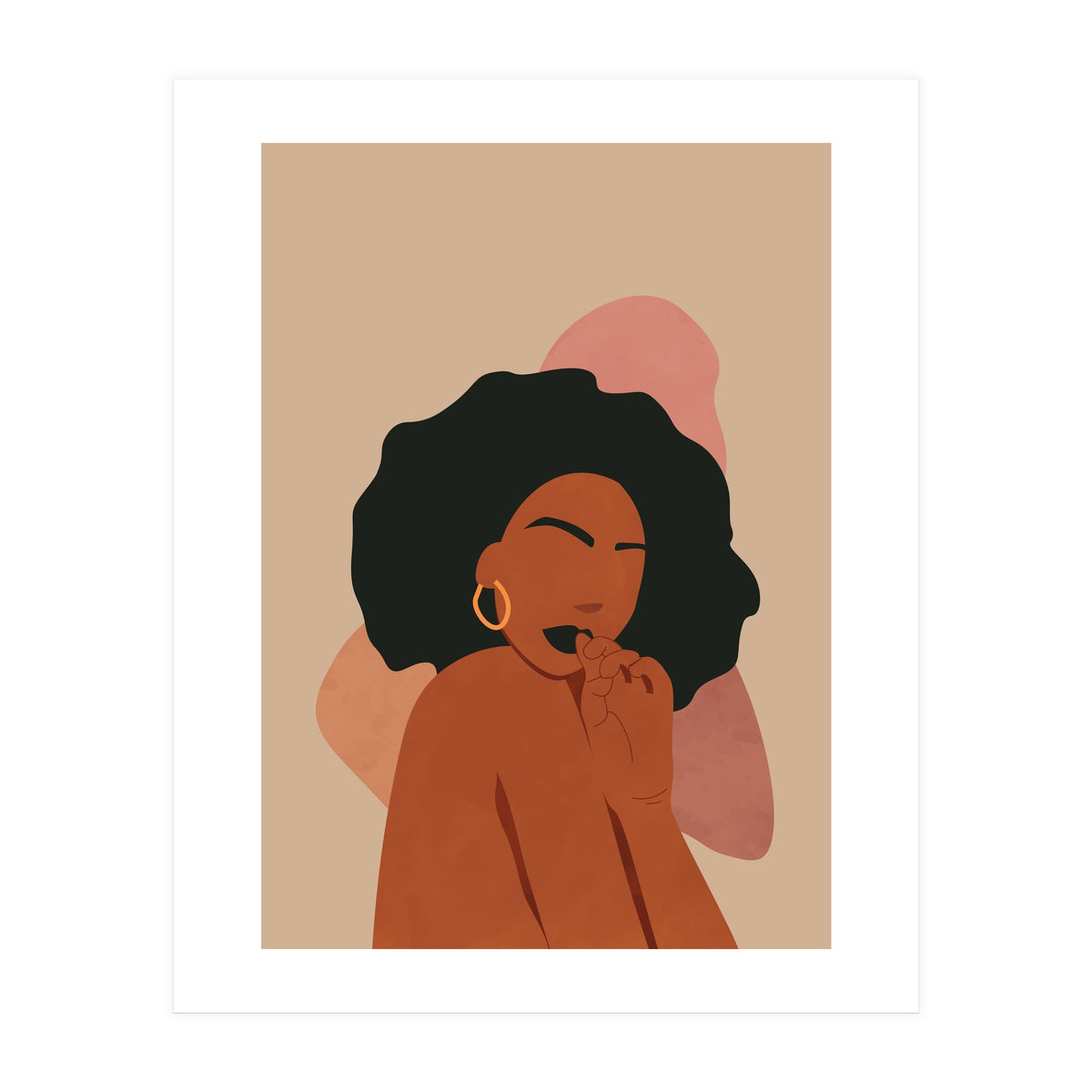 Black Woman Portrait Abstract Boho (Print Only)