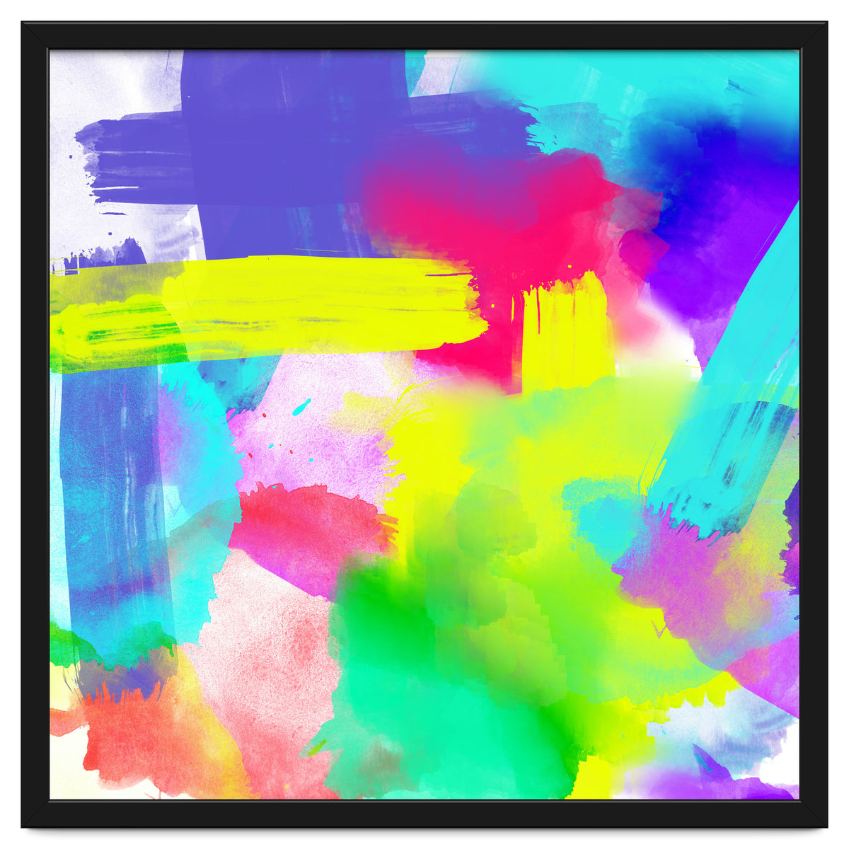 Abstract Stripes Neon Artistic Watercolor Pattern