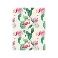 Flamingos, geometric and flowers (Print Only)