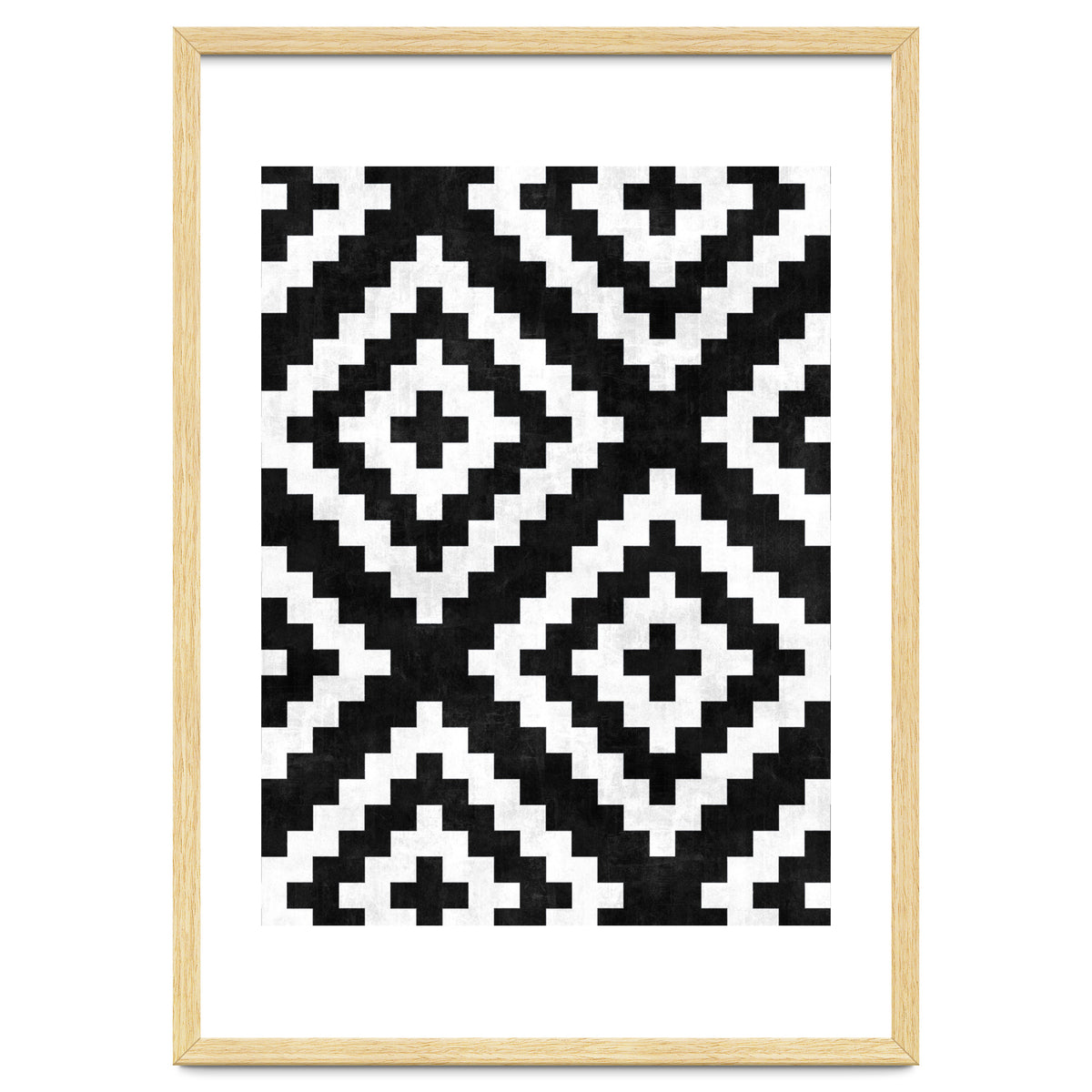 Urban Tribal Pattern No.17 - Aztec - Black and White Concrete