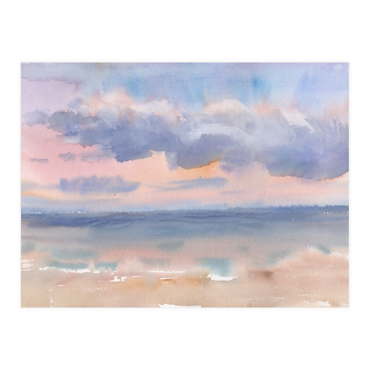 Beautiful morning At The Beach. Watercolor (Print Only)