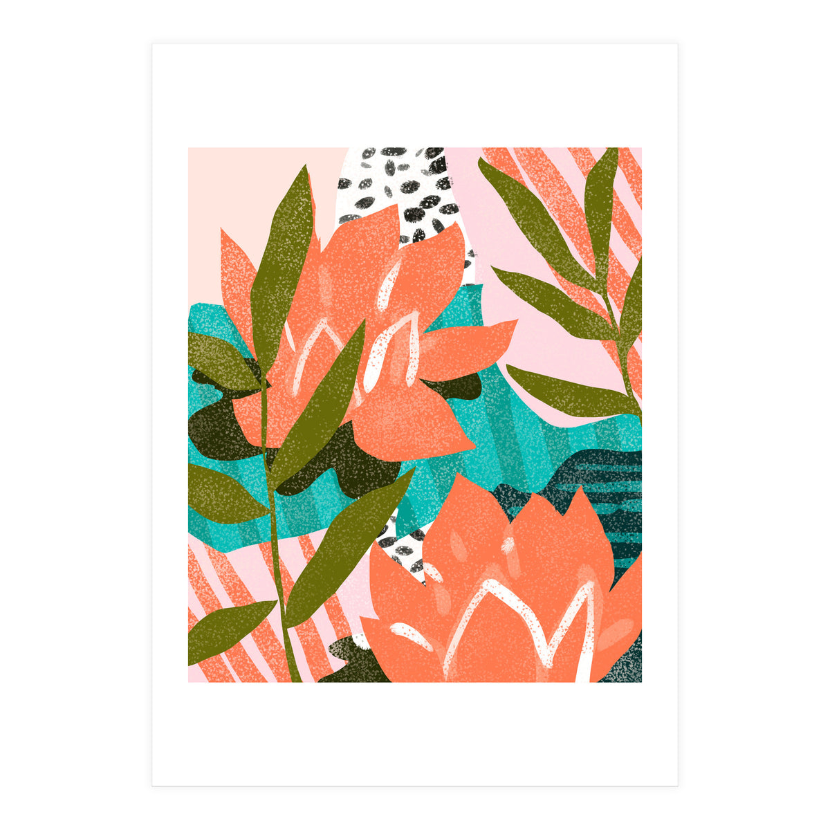 Forever in My Garden | Abstract Botanical Nature Plants Floral Painting | Quirky Modern Contemporary (Print Only)