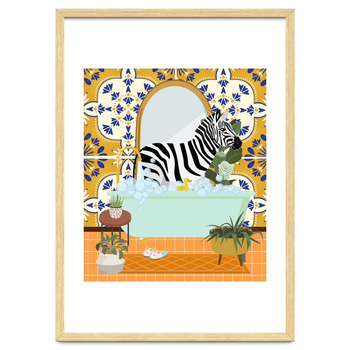 Zebra Bathing in Moroccan Style Bathroom
