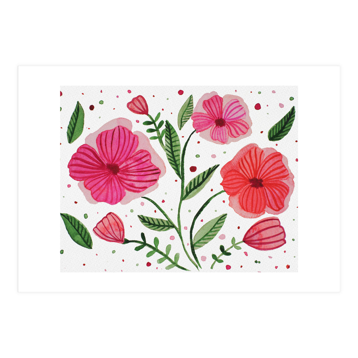 Cute whimsical floral illustration (Print Only)