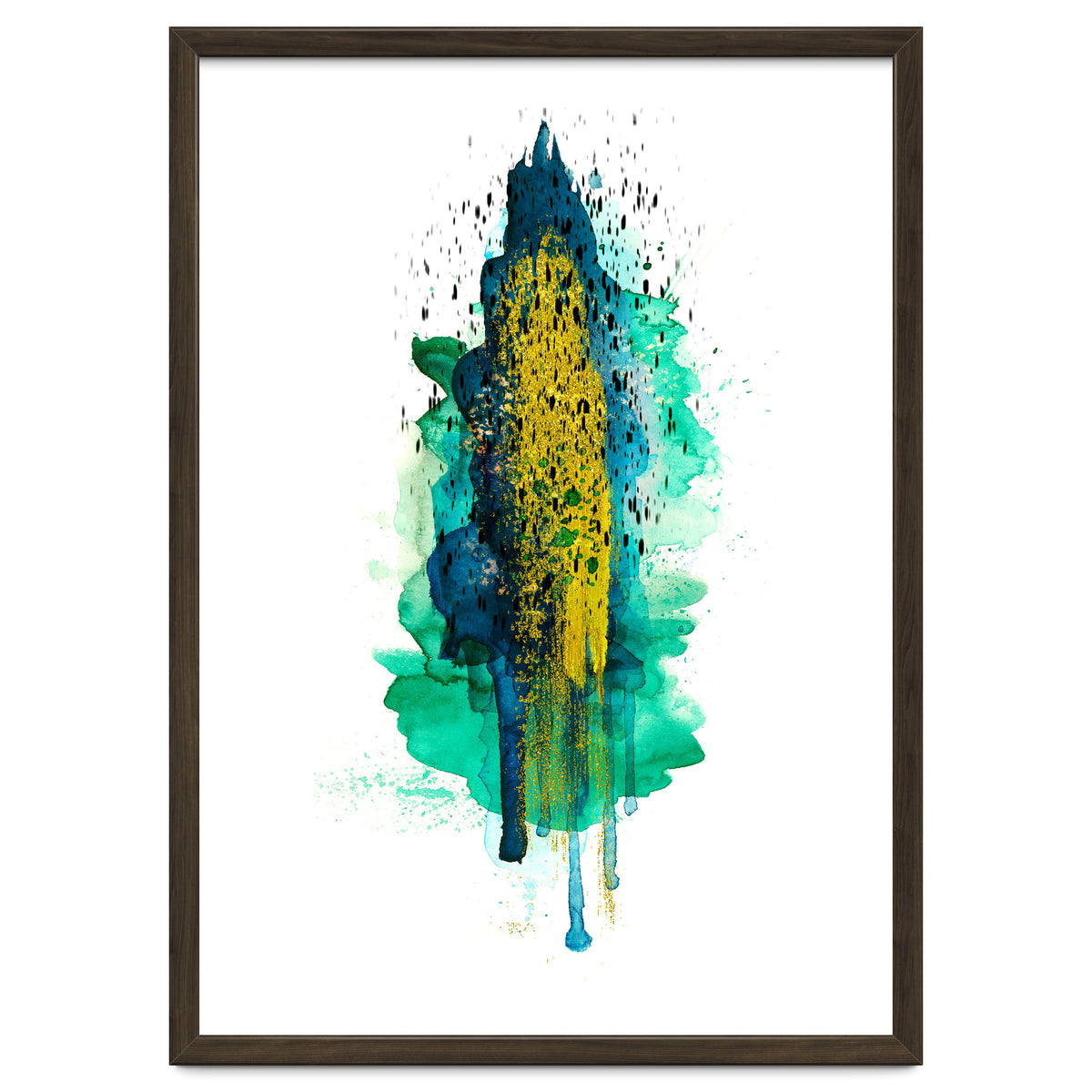 Abstract watercolour peacockgold