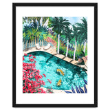 Luxury Tiger Villa illustration, Architecture Travel Nature Painting, Hotel Landscape Garden thumbnail