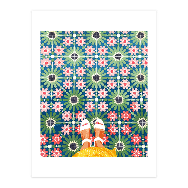 For The Love of Tiles | Moroccan Modern Bohemian Décor | Exotic Travel Watercolor Painting (Print Only)