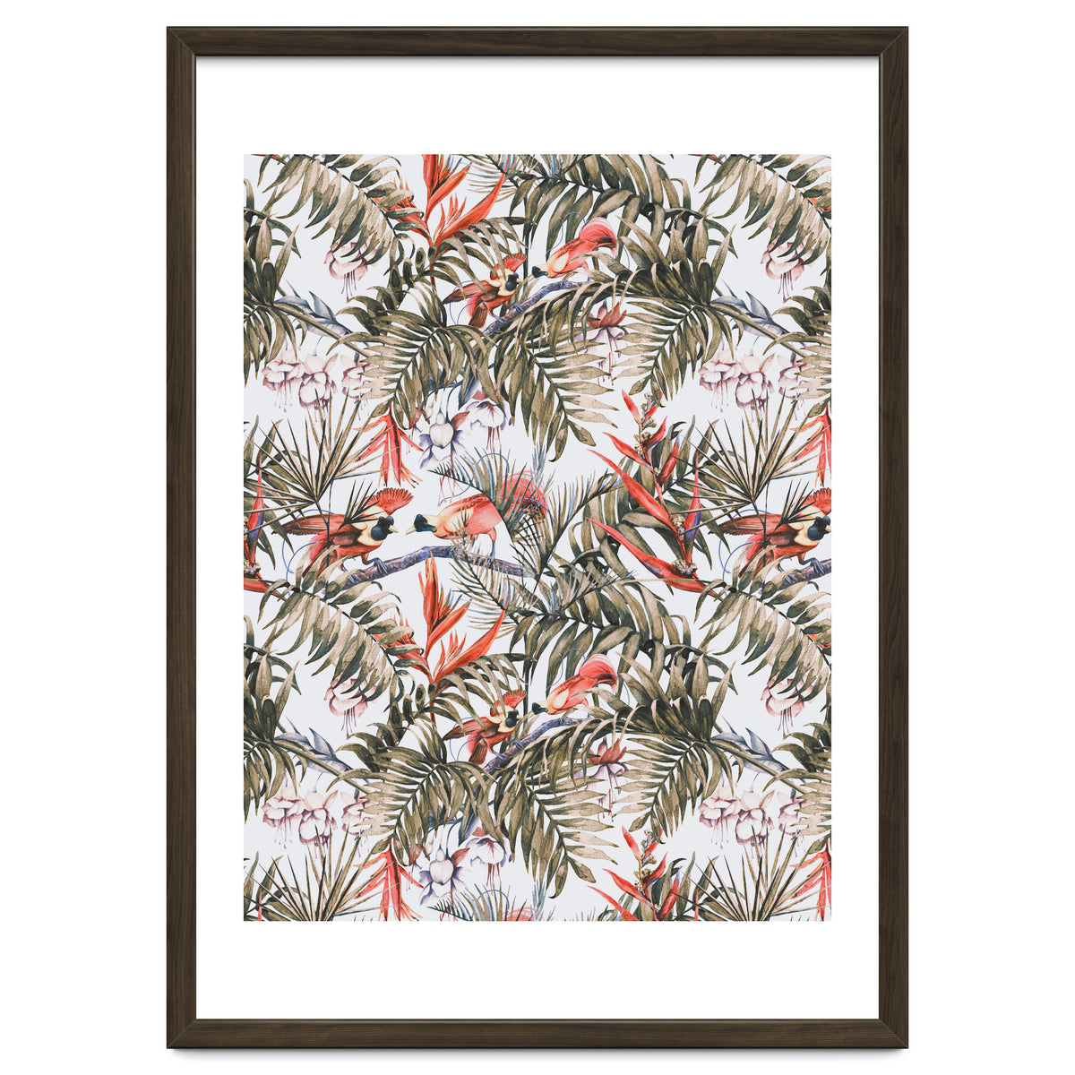 Exotic birds in the jungle paradise