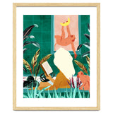 Urban Jungle Bath | Tropical Modern Bohemian Woman Bathtub | Pet Monkey Wild Animals Moon Watercolor thumbnail