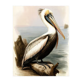 Pelican on the Shoreline Vintage Painting (Print Only) thumbnail