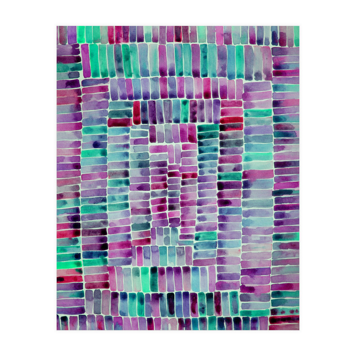 Abstract rectangle pattern in magenta and teal (Print Only)