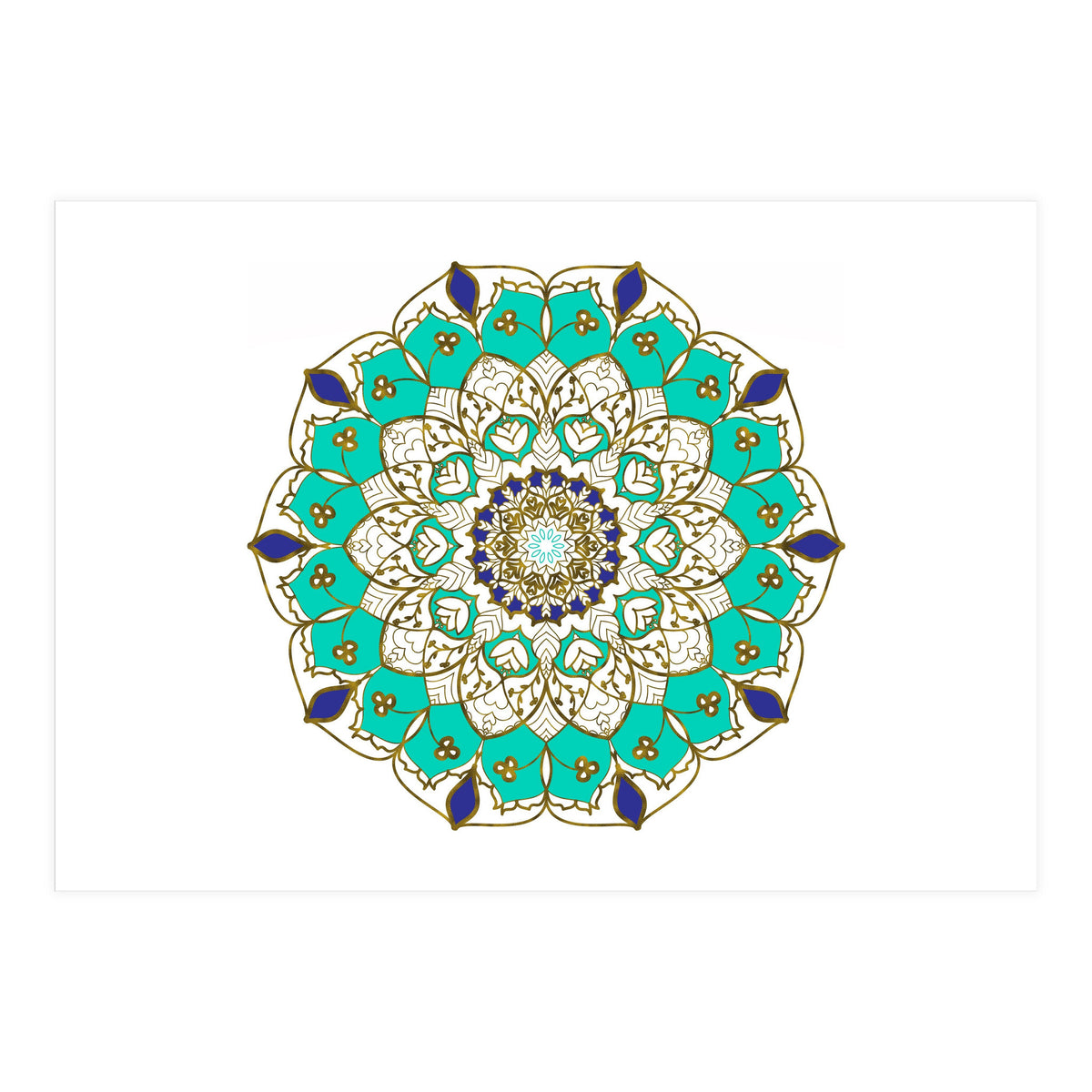 Blue and Gold Mandala (Print Only)