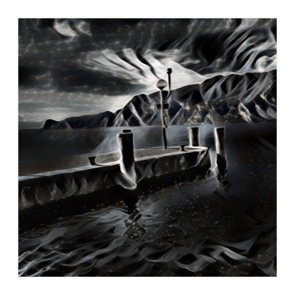 Pier at a smokey night. (Print Only)