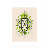 Geometric frame with leaves and flowers (Print Only) thumbnail
