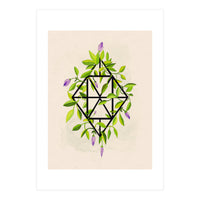Geometric frame with leaves and flowers (Print Only)