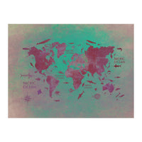 World Map text green (Print Only)