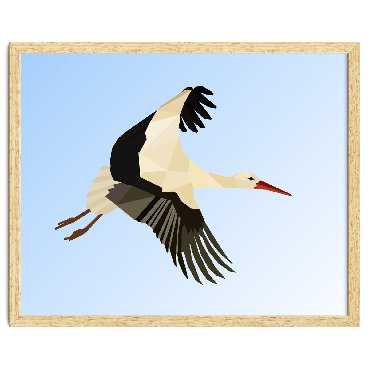White Stork Bird Low Poly Art