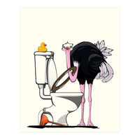 Ostrich on the Toilet, Funny Bathroom Humour (Print Only)