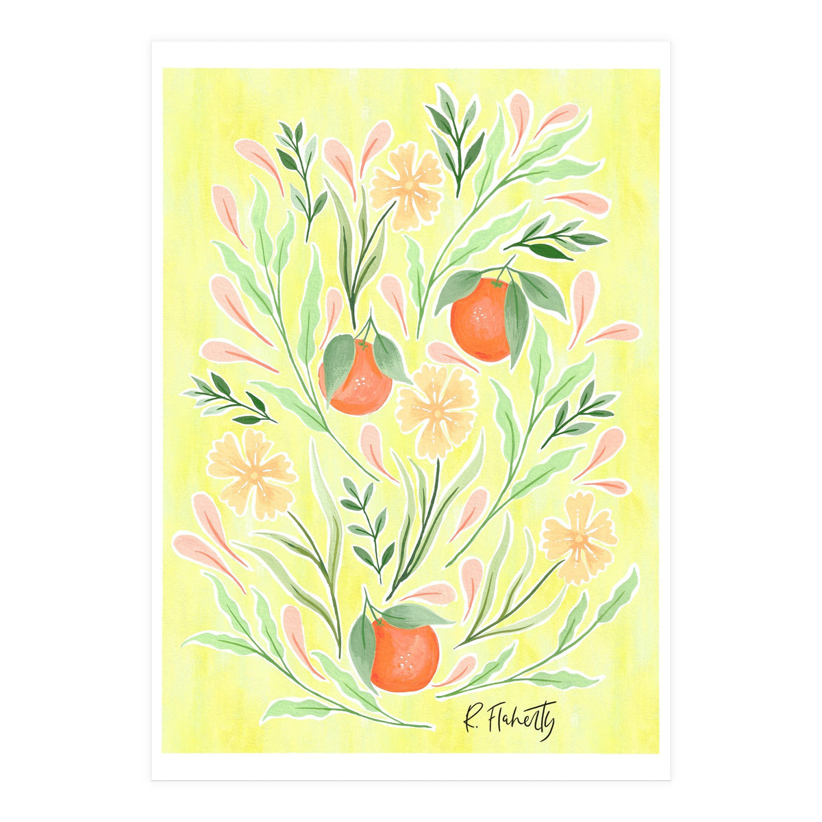 Wild Orange Floral | Yellow (Print Only)