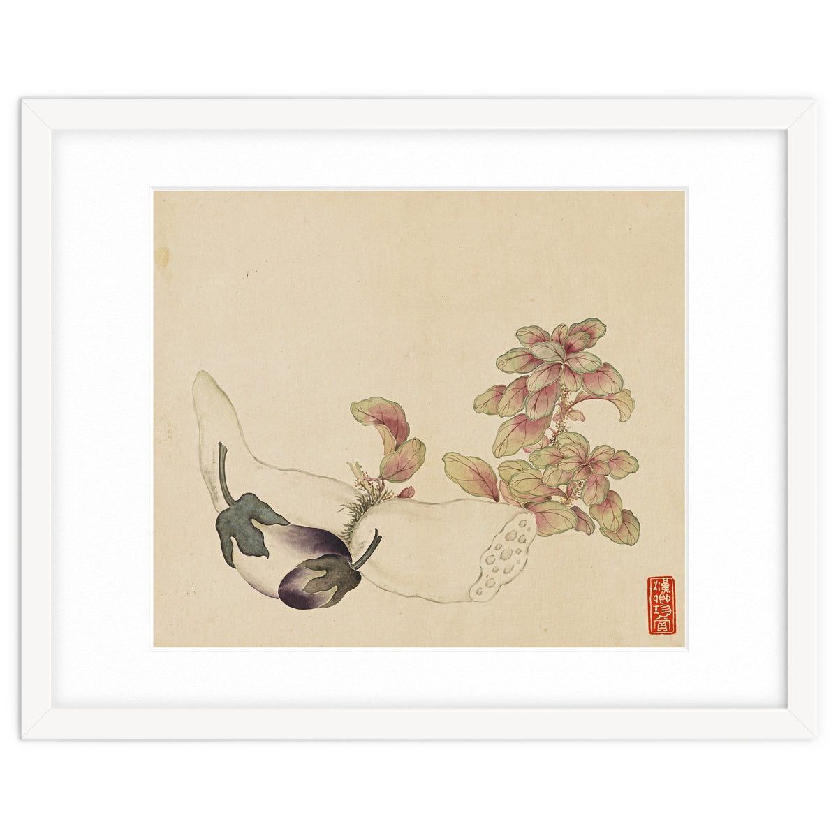 Wang Chengyu ~flowers, Vegetables, Fruits, Eggplant, Lotus Root