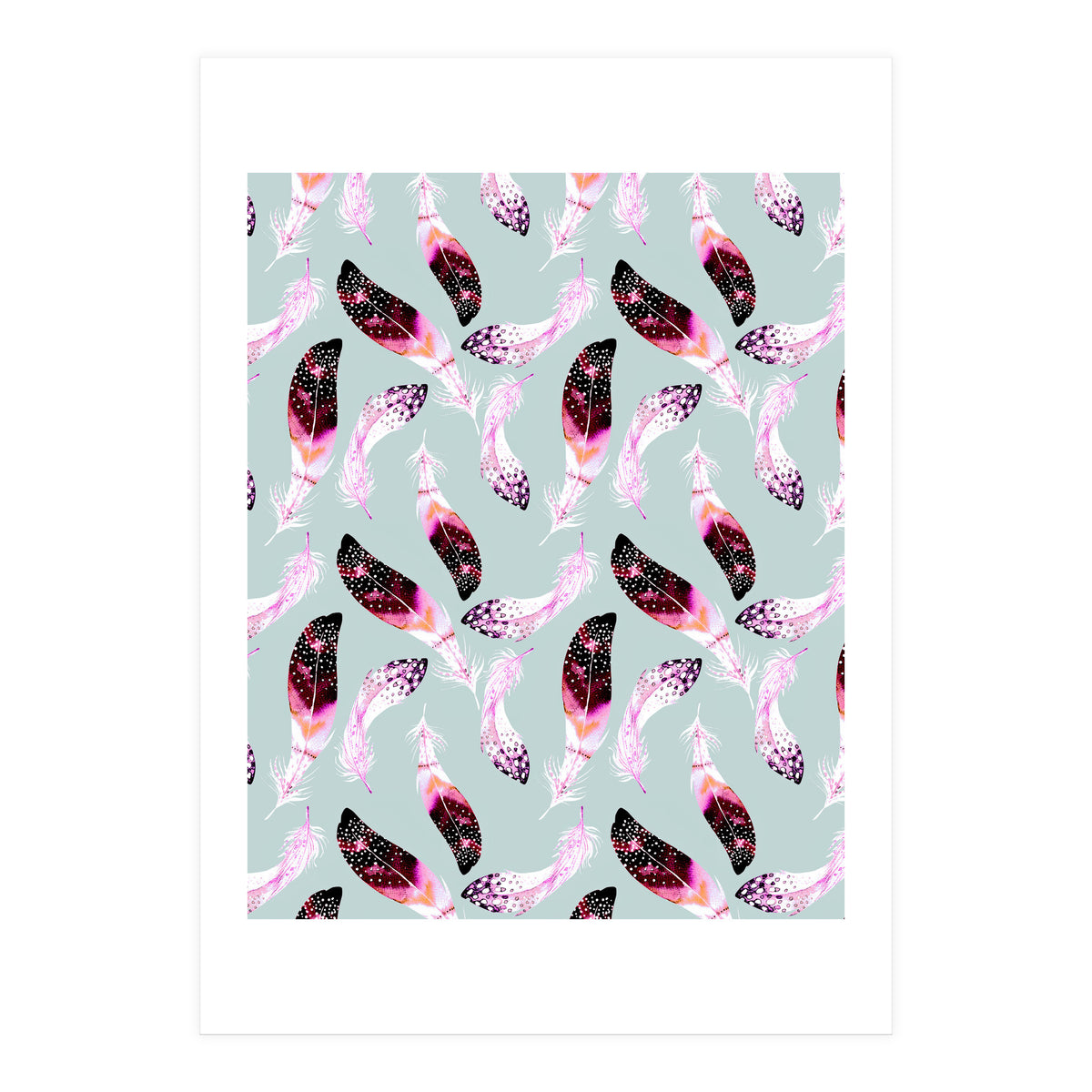 Bohemian pattern of feathers  (Print Only)
