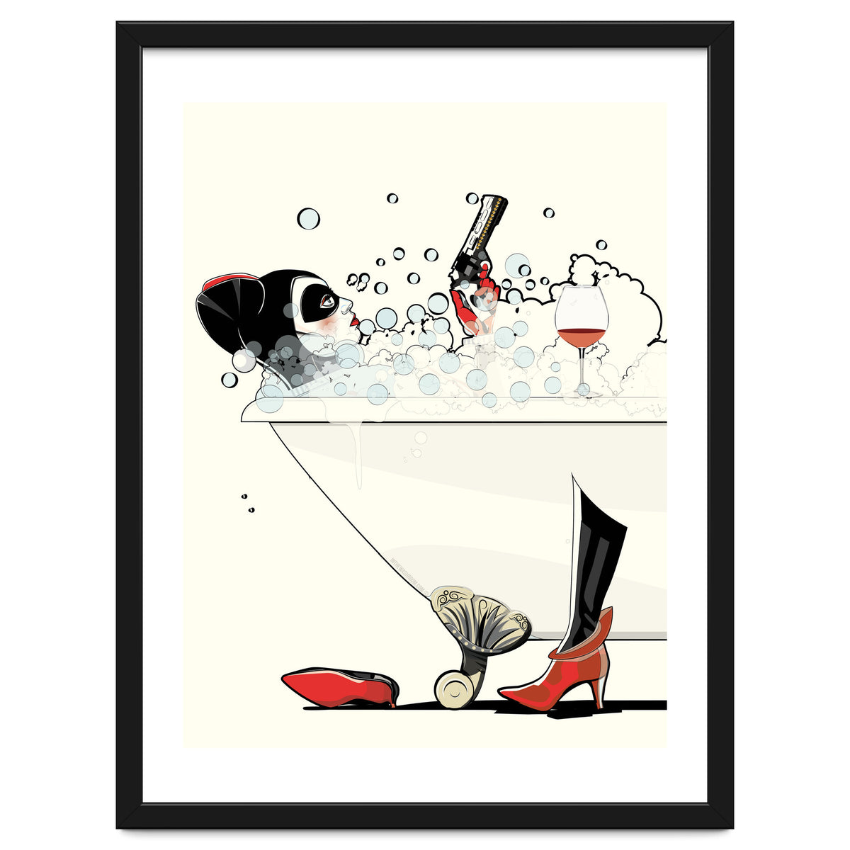 Harley Quinn in the Bath, funny Bathroom Humour