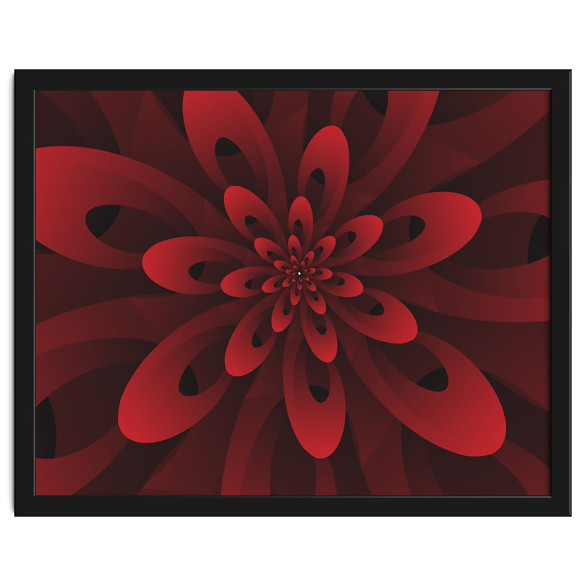 Abstract Digital Modern Red Floral 3D ART