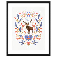 Floral Stag | Blue And Coral