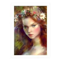 Dreamy kitschy Maiden with Flower Wreath (Print Only)