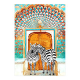 Take Your Stripes Wherever You Go Painting, Zebra Wildlife Architecture, Indian Palace Door Painting  (Print Only) thumbnail