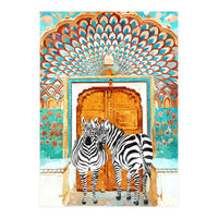 Take Your Stripes Wherever You Go Painting, Zebra Wildlife Architecture, Indian Palace Door Painting  (Print Only)