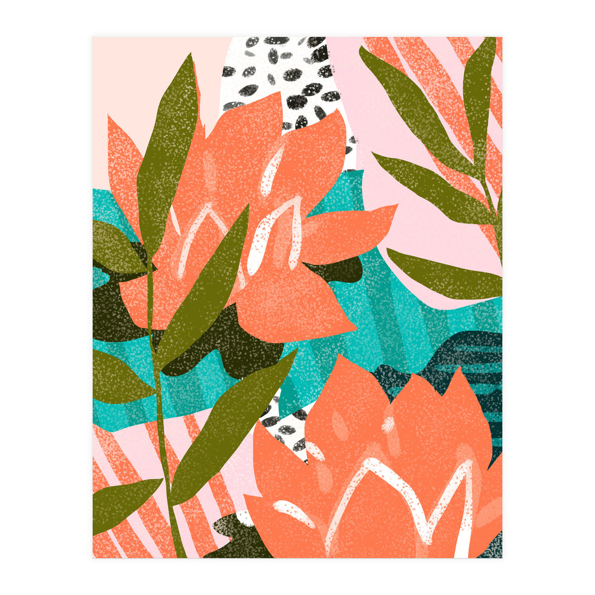 Forever in My Garden | Abstract Botanical Nature Plants Floral Painting | Quirky Modern Contemporary (Print Only)